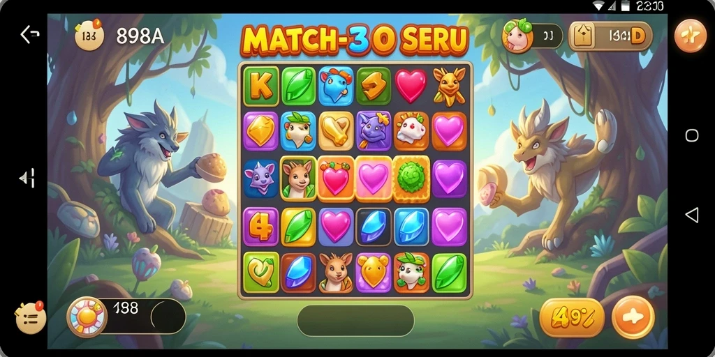 Screenshot gameplay 898A dengan elemen Match-3 yang menawan.