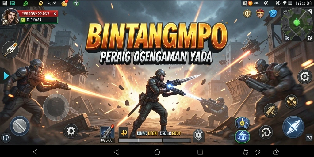 Screenshot gameplay BINTANGMPO menampilkan aksi pertempuran yang mendebarkan.
