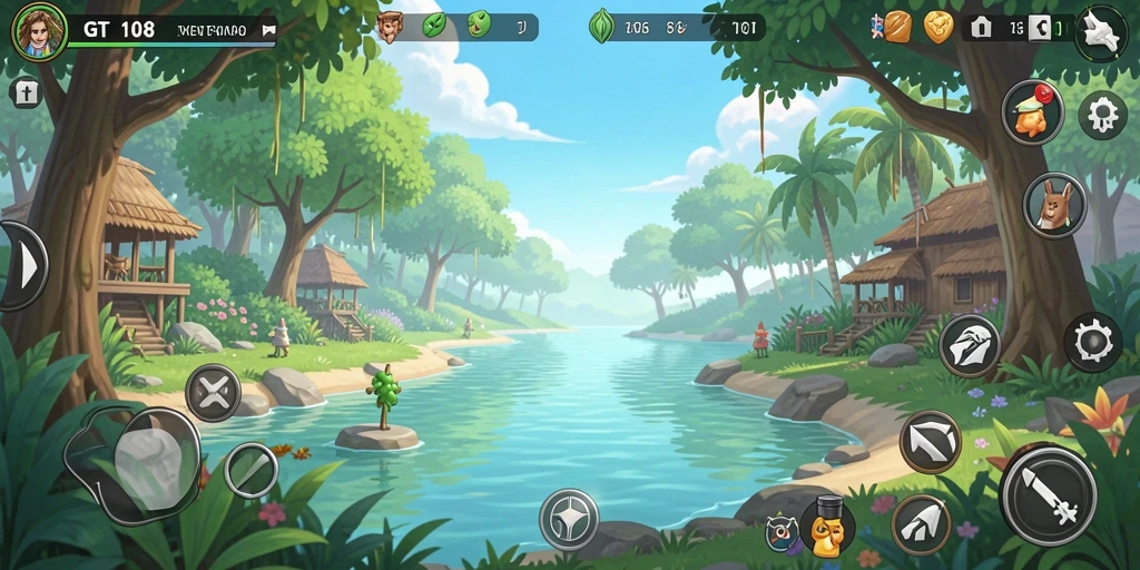 Screenshot utama GT108 menampilkan gameplay yang penuh warna dan menyenangkan.