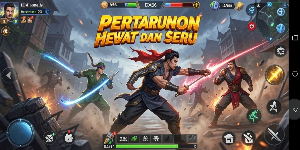 Tampilan seru gameplay pertarungan di IDX66 yang intens.