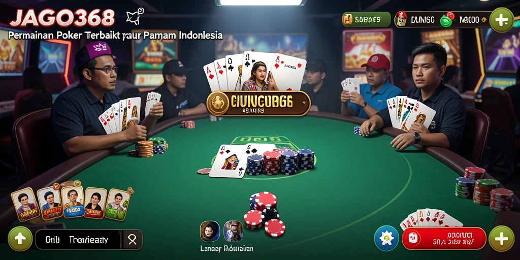 Tangkapan layar menunjukkan gameplay seru aplikasi Poker JAGO368.