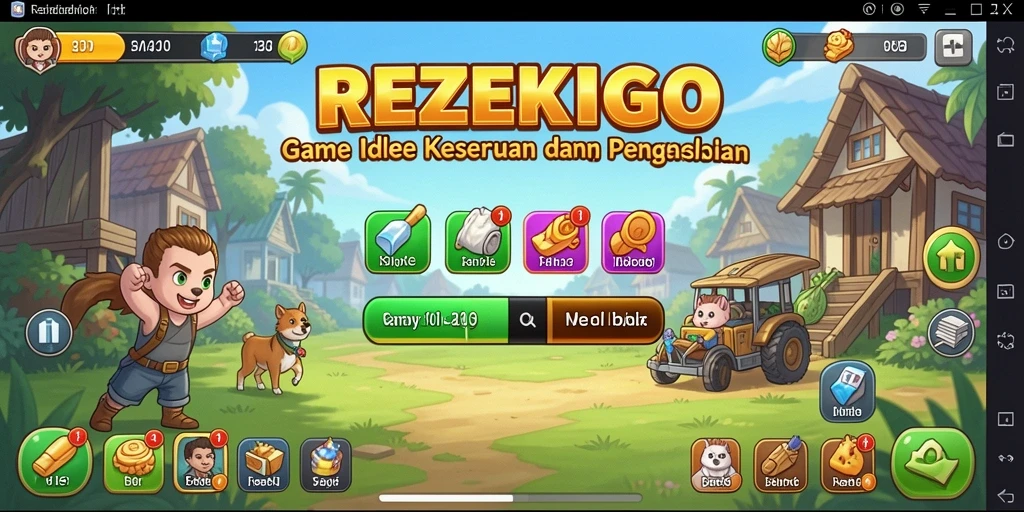 Tampilan gameplay <strong>REZEKIGO</strong> saat karakter bekerja dan menghasilkan pendapatan.