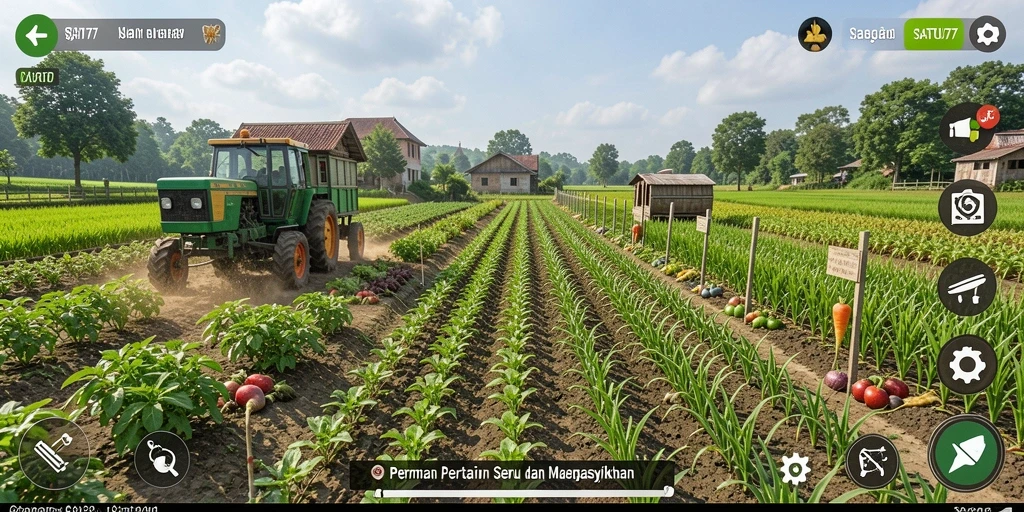 Screenshot gameplay SATU77 menunjukkan aktivitas bertani yang menarik.