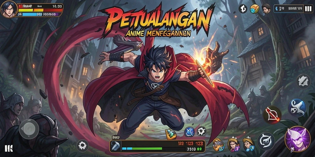 Tangkapan layar SINAR123 dengan aksi karakter anime yang epik.
