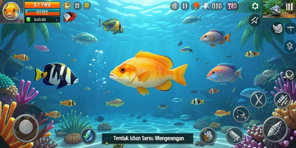 Screenshot utama ST789 menampilkan gameplay yang seru dalam tembak ikan.