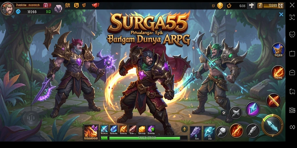 Screenshot gameplay SURGA55 yang menunjukkan aksi pertempuran epik.
