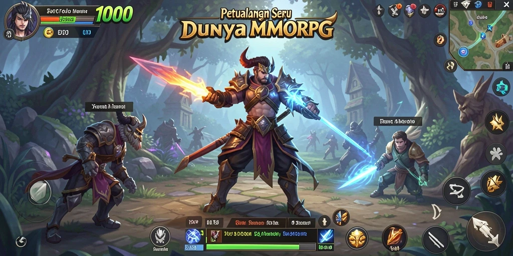 Tangkapan layar menunjukkan aksi seru dalam game MMORPG TOTO1000.